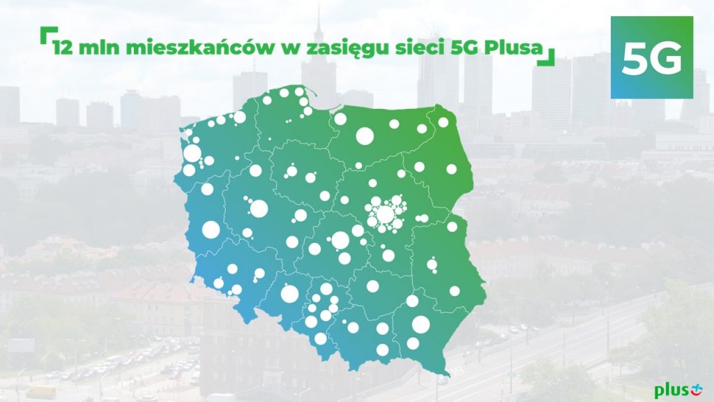 Już 12 milionów mieszkańców Polski w zasięgu 5G od Plusa