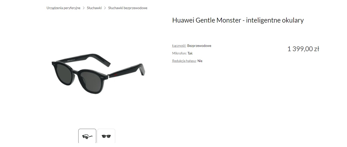 Huawei Gentle Monster - strona sklepowa