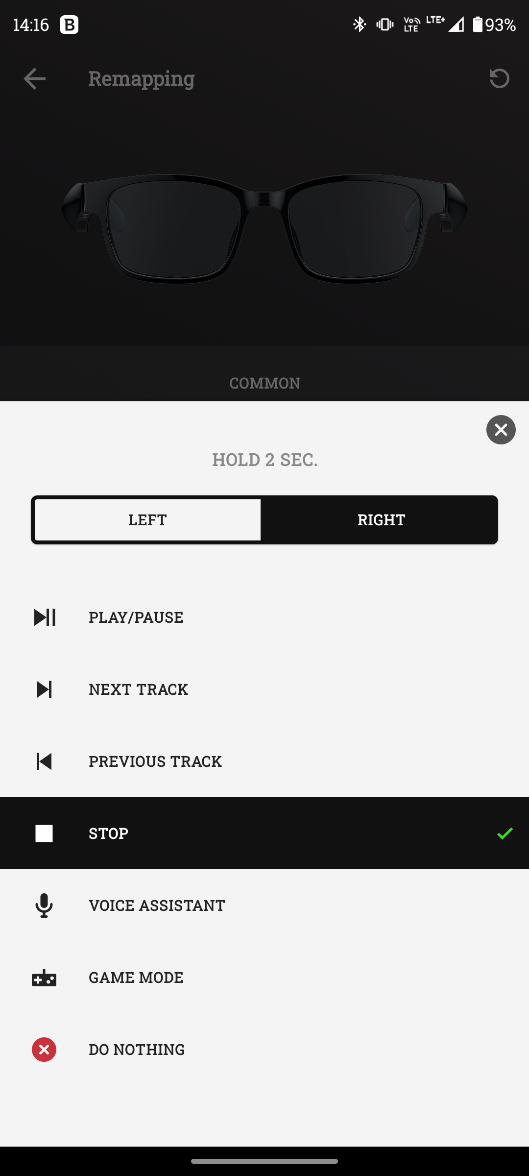 Zrzut ekranu z aplikacji Razer Audio