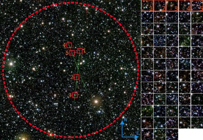 Strefa unikania - 58 galaktyk, źródło: Galdeano i in./ESO