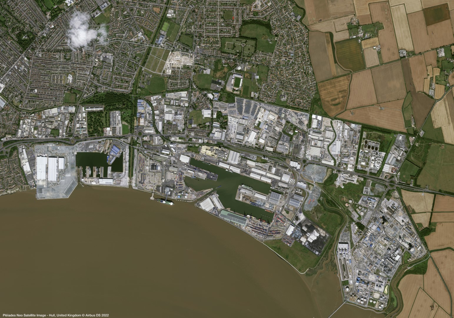 Hull w UK, zdjęcie z konstelacji Pleiades, źródło: Airbus
