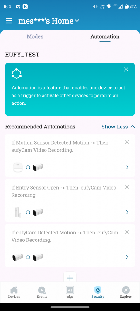 Zrzut ekranu z aplikacji towarzyszącej eufyCam 2 Pro, eufy Security