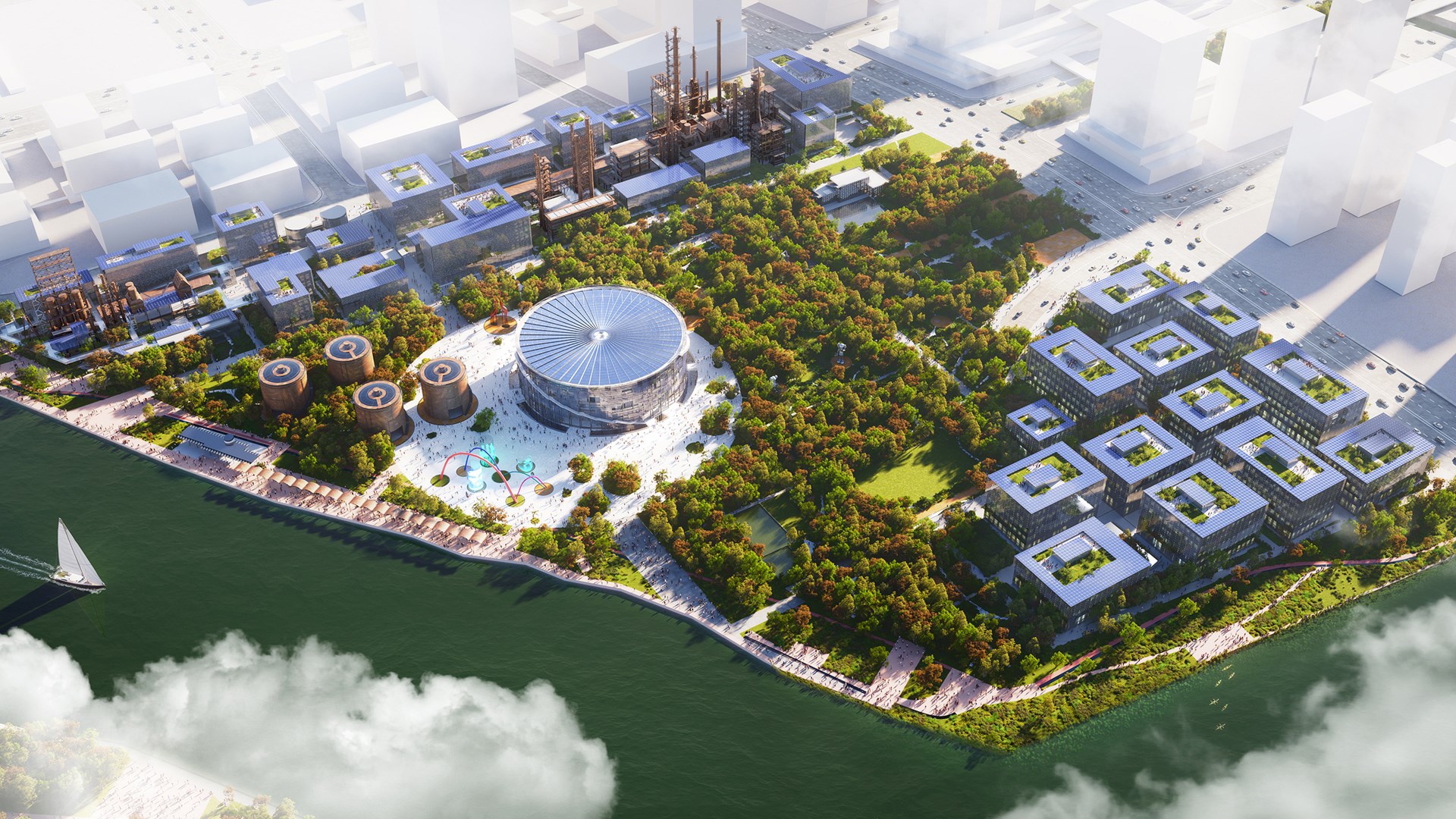 Przekształcona rafineria naftowa w Hangzhou (Źródło: mvrdv)