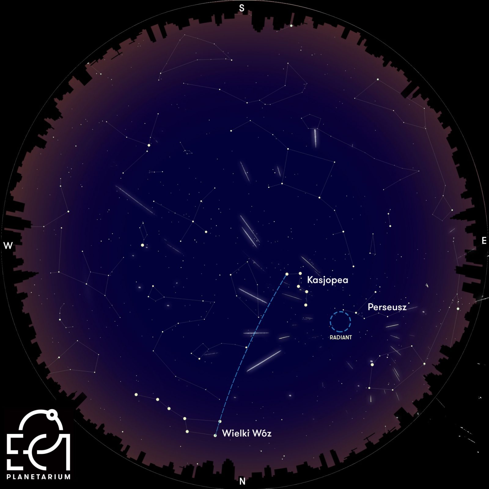 Jak obserwować Perseidy? (źródło: Planetarium EC1 w Łodzi)
