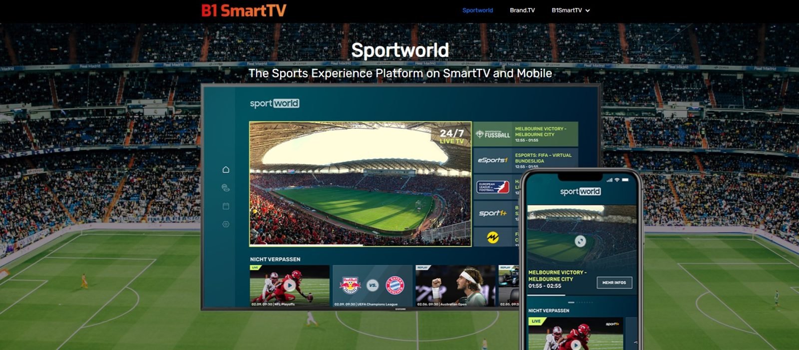 Sportowa platforma streamingowa Sportworld (źródło: B1 SmartTV)