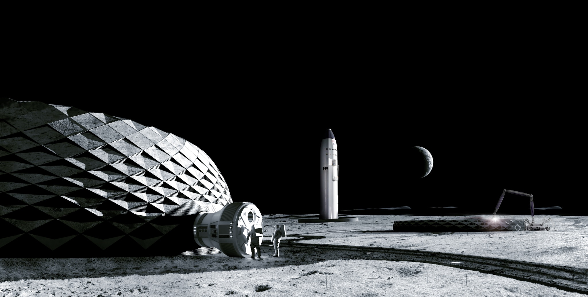 Wizja budowy domów NASA na Księżycu (źródło: Icon)