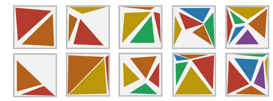 Przykład pakowania trójkątów 2D  (źródło: news.mit.edu)
