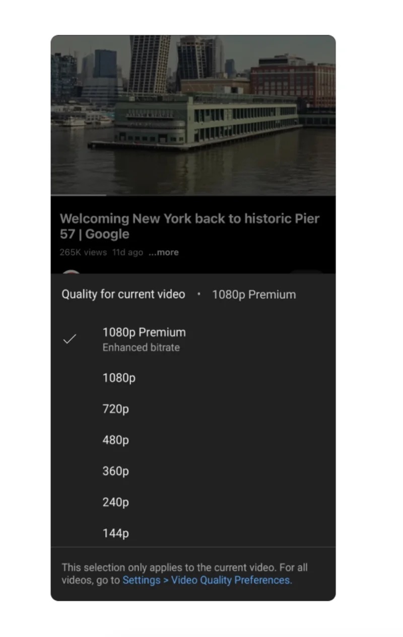Wersja Premium z treściami w jakości 1080p (źródło: Blog YouTube)