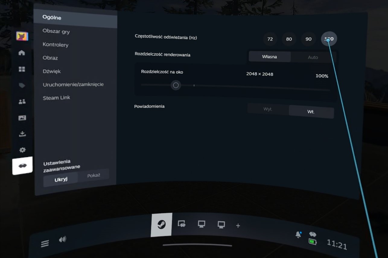 Aplikacja Steam Link na goglach VR Meta Quest 2 3 Pro Steam VR pierwsze wrażenia OIOT