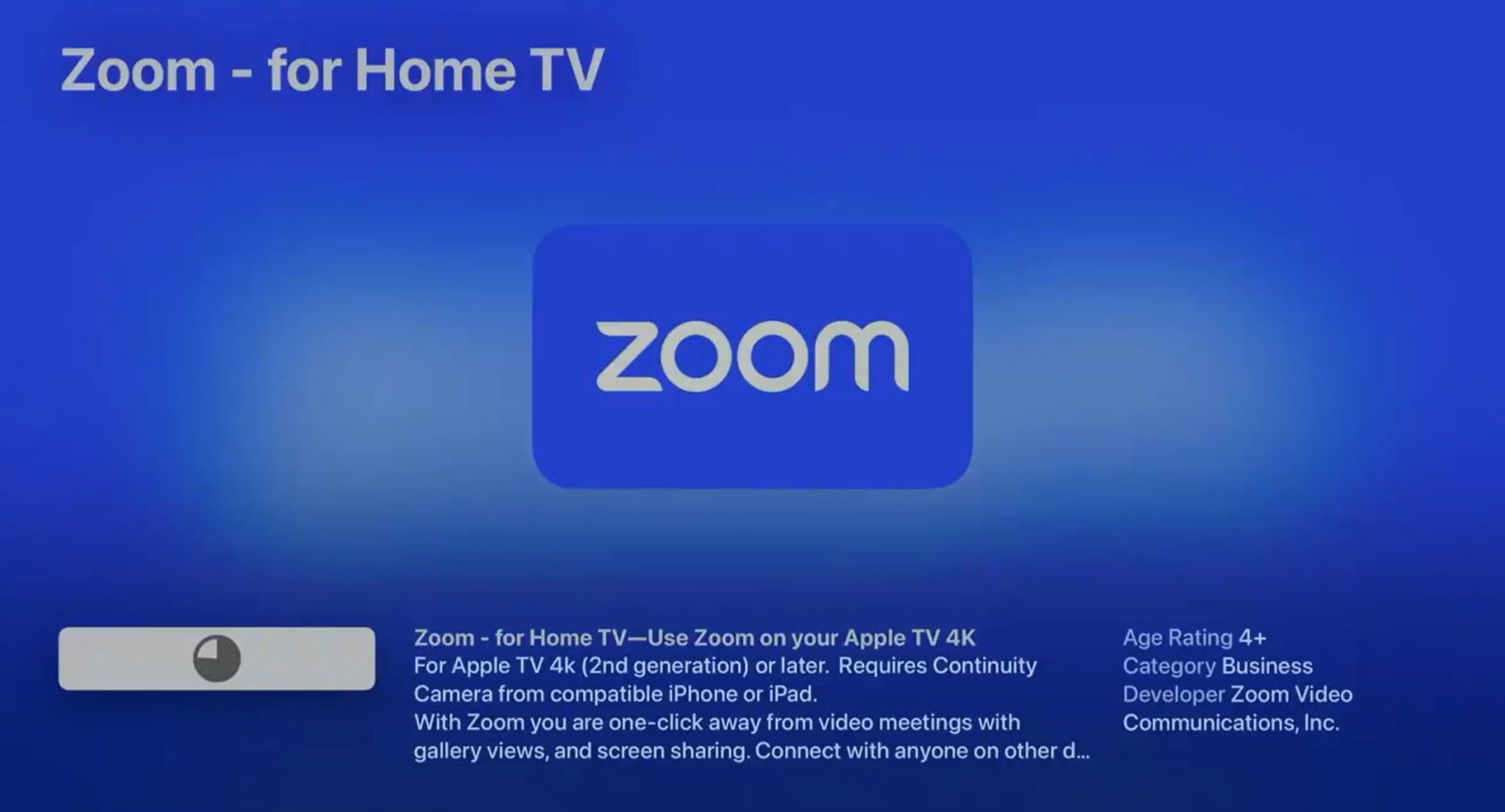 Zoom na Apple TV (źródło: Sigmund Judge, X)