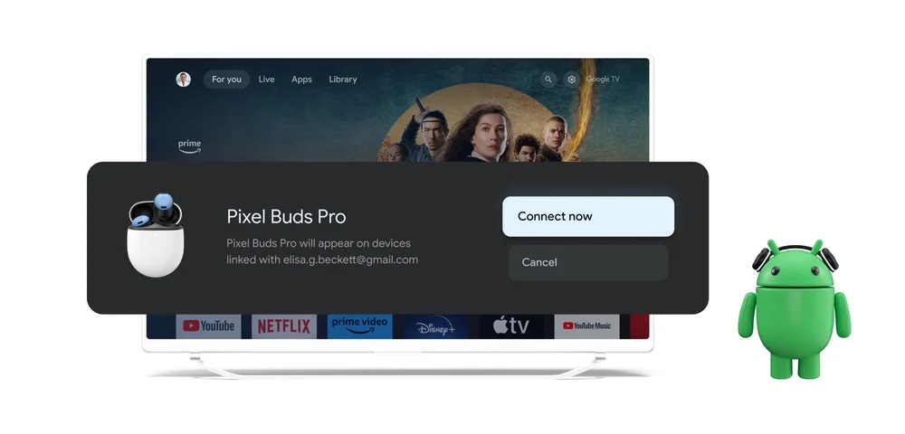 Usługa Fast Pair będzie dostępna na telewizorach z Google TV i Chromecastach (źródło: Blog Google)