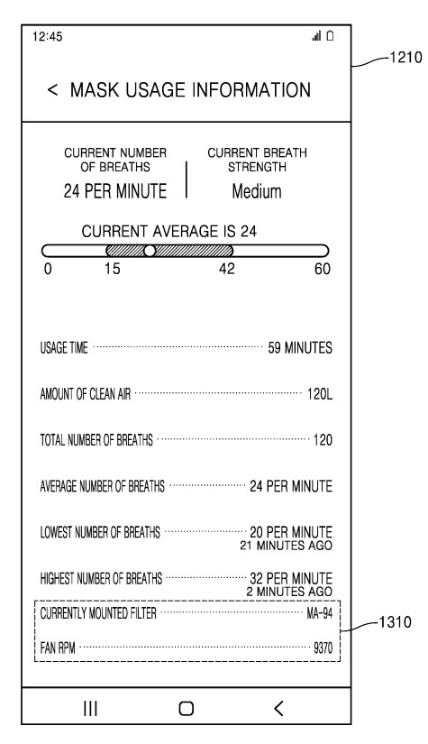 Aplikacja do inteligentnej maski Samsunga (źródło: Urząd Patentów i Znaków Towarowych Stanów Zjednoczonych (USPTO))